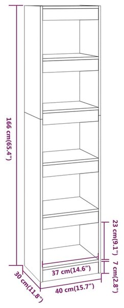 Βιβλιοθήκη/Διαχωριστικό Χώρου Μαύρο 40 x 30 x 166 εκ. - Μαύρο