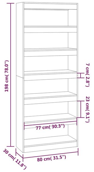 Βιβλιοθήκη/Διαχωρ. Χώρου Γυαλ. Λευκό 80x30x198 εκ. Επεξ. Ξύλο - Λευκό