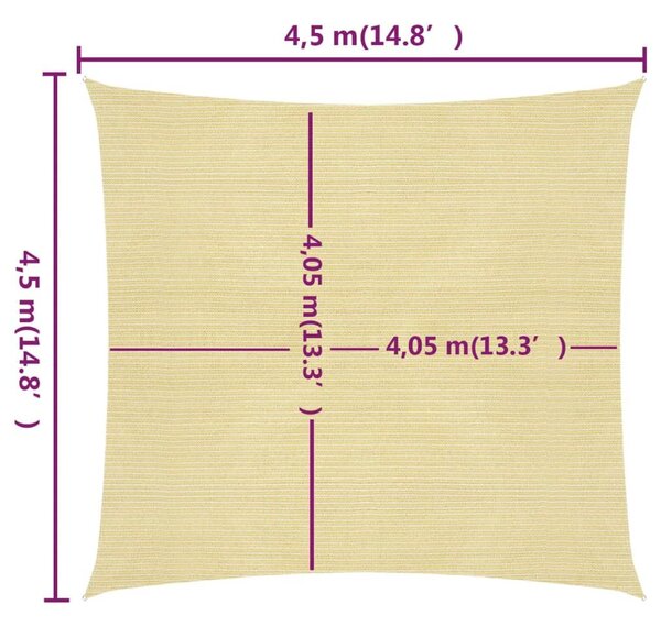 Πανί Σκίασης Μπεζ 4,5 x 4,5 μ. από HDPE 160 γρ./μ² - Μπεζ