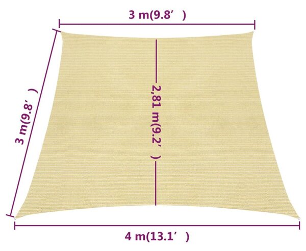 Πανί Σκίασης Μπεζ 3/4 x 3 μ. 160 γρ./μ² από HDPE - Μπεζ