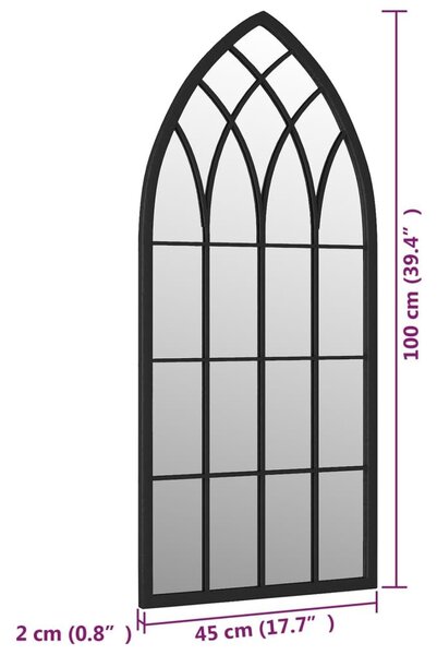 Καθρέφτης για Εσωτερικούς Χώρους Μαύρος 100 x 45 εκ. από Σίδερο - Μαύρο