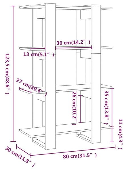 Βιβλιοθήκη/Διαχωριστικό Χώρου Λευκό 80 x 30 x 123,5 εκ. - Λευκό