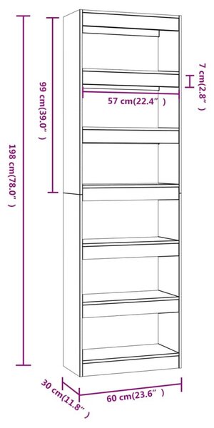 Βιβλιοθήκη/Διαχωριστικό Χώρου Γκρι Sonoma 60x30x198 εκ. - Γκρι