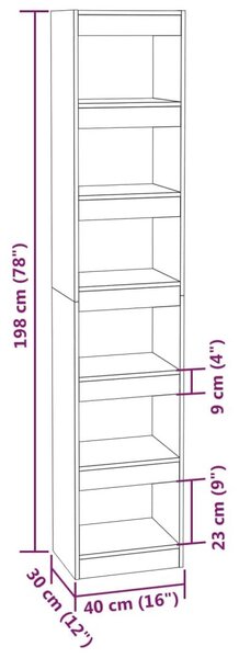 Βιβλιοθήκη/Διαχωριστικό Χώρου Καφέ Δρυς 40x30x198 εκ. - Καφέ