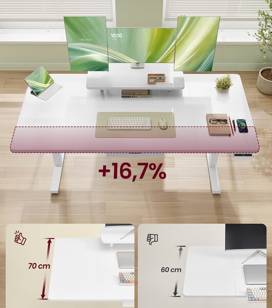 Ηλεκτρικό Γραφείο (140x70x72/120) Με Ρυθμιζόμενο Ύψος Vasagle LSD154WB01V1