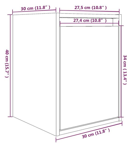 Ντουλάπια Τοίχου 2 τεμ. Μαύρα 30x30x40 εκ. Μασίφ Ξύλο Πεύκου - Μαύρο