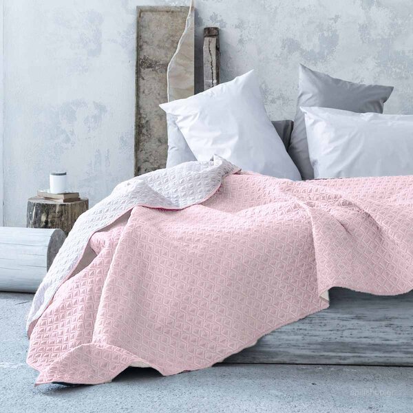 Κουβερλί King Size (240x265) 2 Όψεων Nima Layers Rombo Shell Salmon/Linen