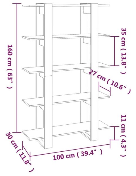 Βιβλιοθήκη/Διαχωριστικό Χώρου Γκρι Sonoma 100 x 30 x 160 εκ. - Γκρι