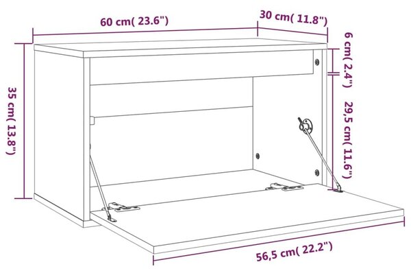 Ντουλάπι Τοίχου Μαύρο 60 x 30 x 35 εκ. από Μασίφ Ξύλο Πεύκου - Μαύρο