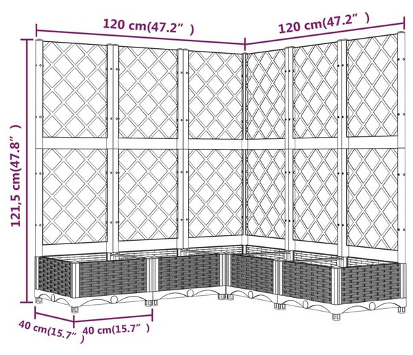 Ζαρντινιέρα Κήπου με Καφασωτό Λευκή 120x120x121,5 εκ. Πολυπροπ. - Λευκό