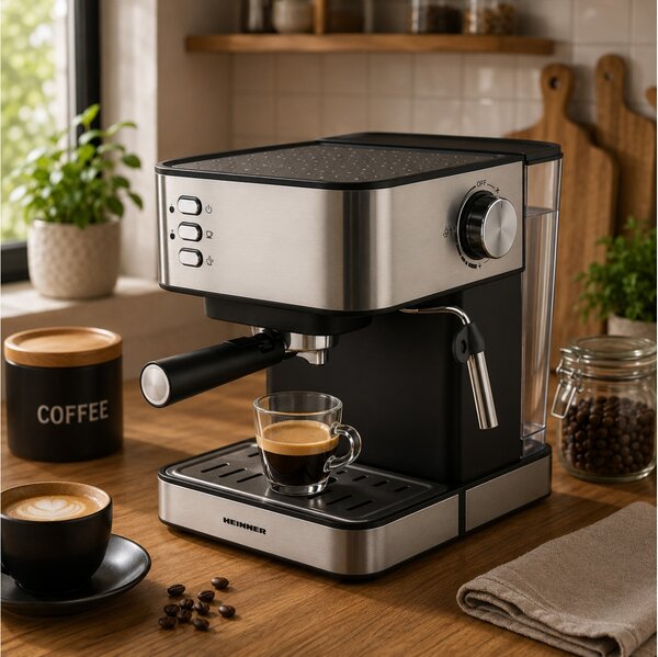Καφετιέρα Espresso Heinner HEM-B2016BKS με ισχύ 850W και πίεση 20 bar
