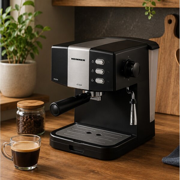 Καφετιέρα Espresso HEM-850BKSL με ισχύ 850W και πίεση 15 bar