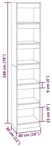 Βιβλιοθήκη/Διαχωριστικό Χώρου Μαύρο 40 x 30 x 198 εκ. - Μαύρο