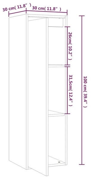 Ντουλάπι Τοίχου 30 x 30 x 100 εκ. από Μασίφ Ξύλο Πεύκου - Καφέ