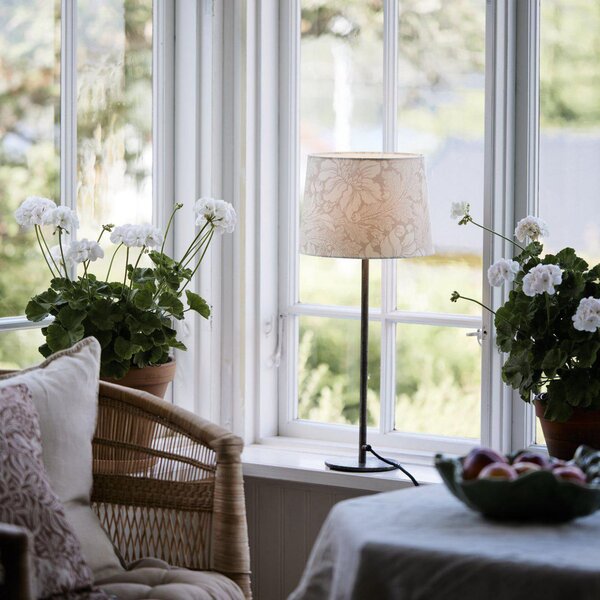 PR Home Επιτραπέζια λάμπα BASE ACANTHUS, λευκό/ασημί, 58 cm, Λευκό, Σαλόνι / τραπεζαρία, Μέταλλο