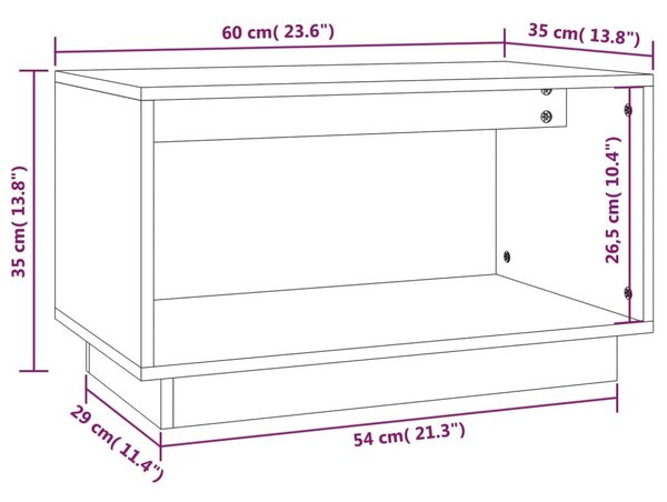 Έπιπλο Τηλεόρασης Μαύρο 60 x 35 x 35 εκ. από Μασίφ Ξύλο Πεύκου - Μαύρο