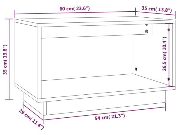 Έπιπλο Τηλεόρασης Λευκό 60 x 35 x 35 εκ. από Μασίφ Ξύλο Πεύκου - Λευκό