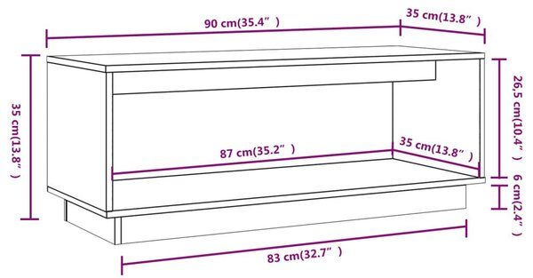 Έπιπλο Τηλεόρασης Καφέ Μελί 90x35x35εκ από Μασίφ Ξύλο Πεύκου - Καφέ