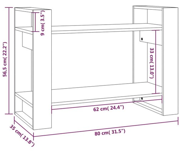 Βιβλιοθήκη/Διαχωριστικό Χώρου 80x35x56,5 εκ. Μασίφ Ξύλο Πεύκου - Καφέ