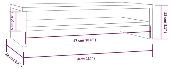 Βάση Οθόνης Λευκή 50 x 24 x 13 εκ. από Μασίφ Ξύλο Πεύκου - Λευκό