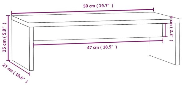 Βάση Οθόνης Λευκή 50 x 27 x 15 εκ. από Μασίφ Ξύλο Πεύκου - Λευκό