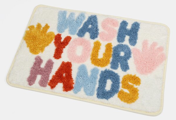 Sinsay - Πατάκι μπάνιου με επιγραφή "Wash your hands" - πολυχρωμο