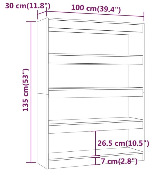 Βιβλιοθήκη/Διαχωριστικό Χώρου Λευκό 100x30x135 εκ. - Λευκό