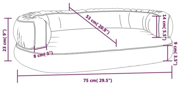 Εργονομικό Κρεβάτι Σκύλου Γκρι 75 x 53 εκ. από Συνθετικό Δέρμα - Γκρι