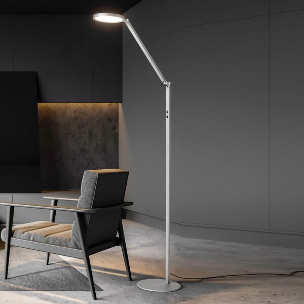 Fabas Luce Φωτιστικό δαπέδου LED Regina, 1-φωτιστικό, αλουμίνιο, ρυθμιζόμενος, Μεταλλικό, Σαλόνι / τραπεζαρία, Μέταλλο, σύγχρονο