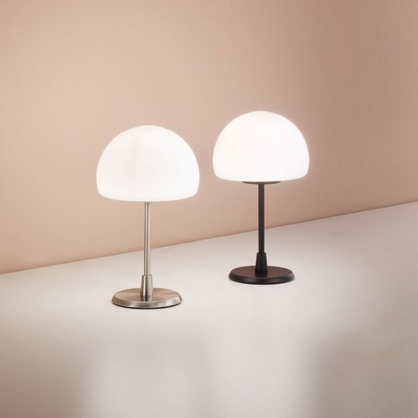 Fabas Luce Επιτραπέζιο φωτιστικό LED Gaia με ροοστάτη αφής, χρώμιο, ρυθμιζόμενος, Μεταλλικό, υπνοδωμάτιο, Γυαλί, σύγχρονο