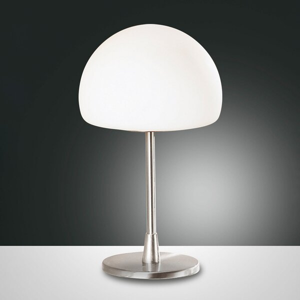 Fabas Luce Επιτραπέζιο φωτιστικό LED Gaia με ροοστάτη αφής, χρώμιο, ρυθμιζόμενος, Μεταλλικό, υπνοδωμάτιο, Γυαλί, σύγχρονο