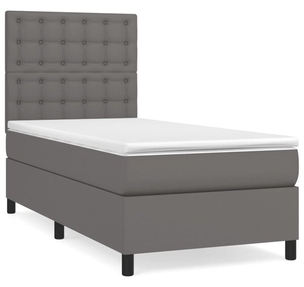 VidaXL Κρεβάτι Boxspring με Στρώμα Γκρι 80 x 200 εκ. Συνθετικό Δέρμα