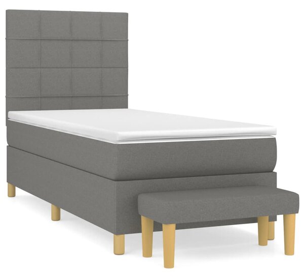 VidaXL Κρεβάτι Boxspring με Στρώμα Σκούρο Γκρι 80x200 εκ. Υφασμάτινο