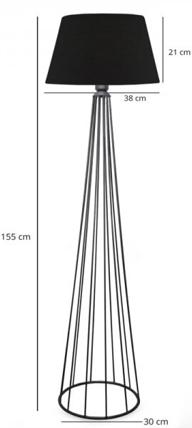 Φωτιστικό δαπέδου Firdo II pakoworld Ε27 ύφασμα-μέταλλο μαύρο Φ38x121εκ