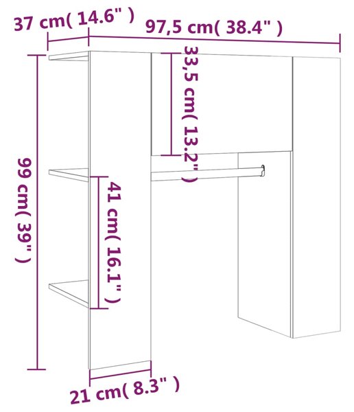 VidaXL Ντουλάπι Διαδρόμου Γυαλιστ. Λευκό 35x34x90εκ.Επεξεργασμένο Ξύλο