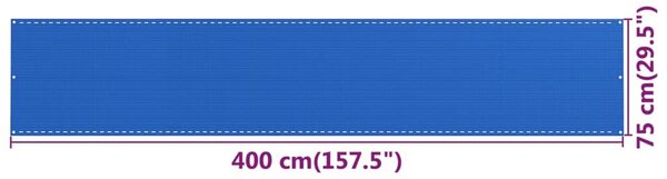 Διαχωριστικό Βεράντας Μπλε 75x400 εκ. από HDPE - Μπλε