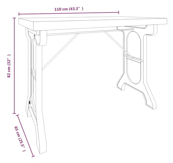 Τραπεζαρία 110 x 65 x 82 εκ. από Μασίφ Ξύλο Ελάτης και Σίδερο - Καφέ