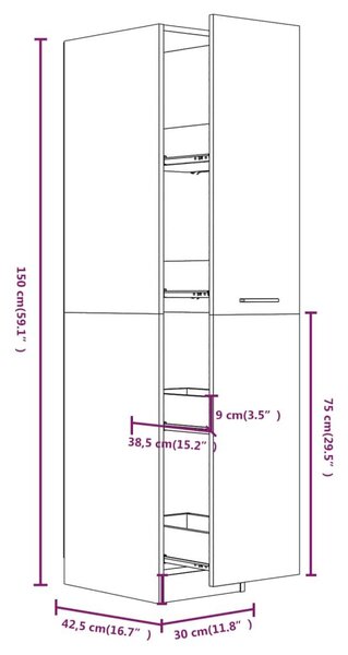 Συρταριέρα Γενικής Χρήσης Καπν. Δρυς 30x42,5x150 εκ. Επεξ. Ξύλο - Καφέ