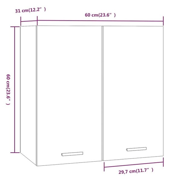 Κρεμαστό Ντουλάπι Καπνιστή Δρυς 60x31x60 εκ. Επεξεργασμένο Ξύλο - Καφέ