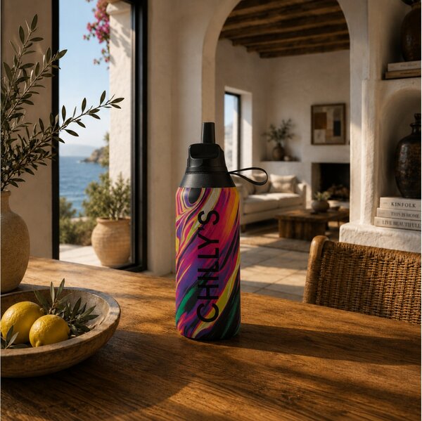 Μπουκάλι Θερμός Series 2 Flip Chilly's με πτυσσόμενο καλαμάκι, χωρητικότητα 500ml και διατήρηση θερμοκρασίας 24h κρύο - Dreamscape Cosmic Nebula