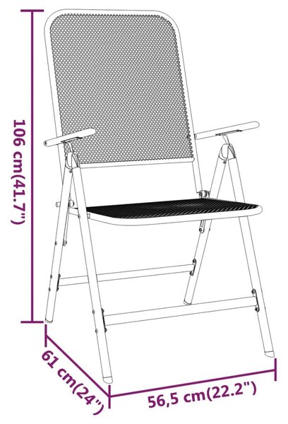 Καρέκλες Κήπου Πτυσσόμ. 4 τεμ. Ανθρακί Εκτετ. Μεταλλικό Πλέγμα - Ανθρακί