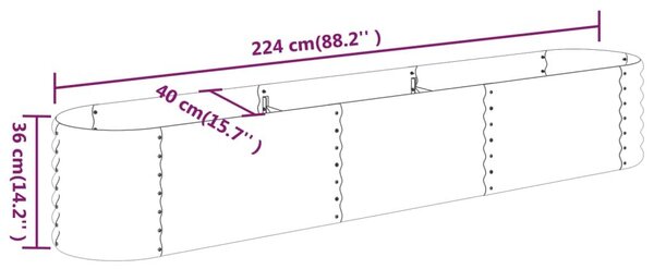 Ζαρντινιέρα Πράσινη 224x40x36 εκ Ατσάλι με Ηλεκτρ. Βαφή Πούδρας - Πράσινο