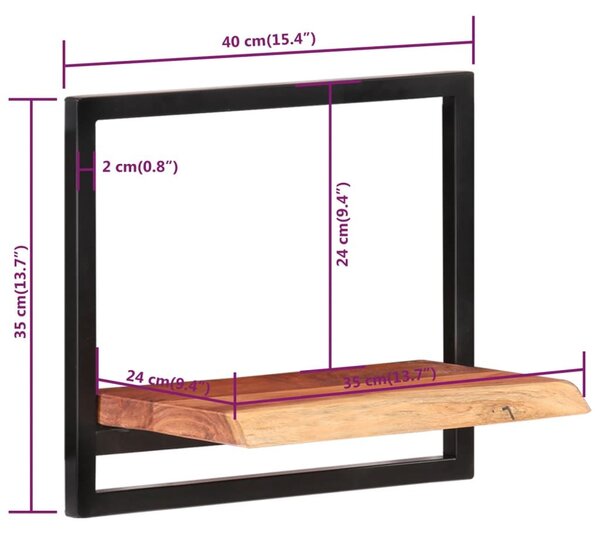 Ράφια Τοίχου 2 Τεμ. 40x24x35 εκ. Μασίφ Ξύλο Ακακίας & Ατσάλι - Καφέ