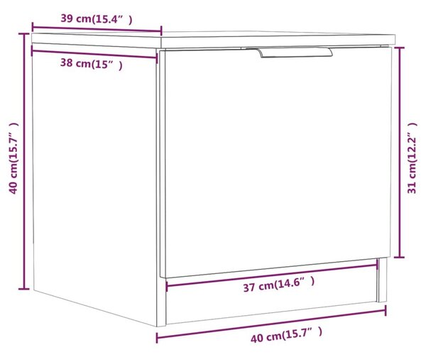 Κομοδίνο Καπνιστή Δρυς 40 x 39 x 40 εκ. - Καφέ