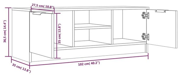 Έπιπλο Τηλεόρασης Γυαλ. Λευκό 102x35x36,5 εκ Επεξεργασμένο Ξύλο - Λευκό