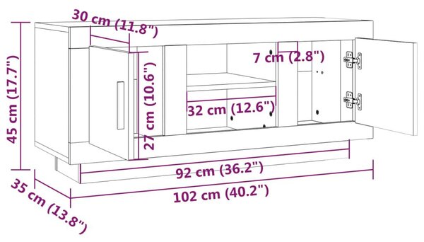 Έπιπλο Τηλεόρασης Γκρι Sonoma 102x35x45 εκ. από Επεξεργ. Ξύλο - Γκρι