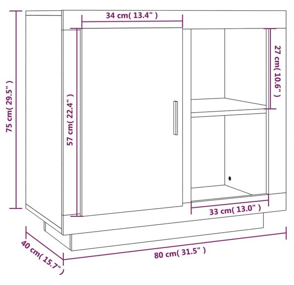 Ντουλάπι Γκρι Sonoma 80 x 40 x 75 εκ. - Γκρι