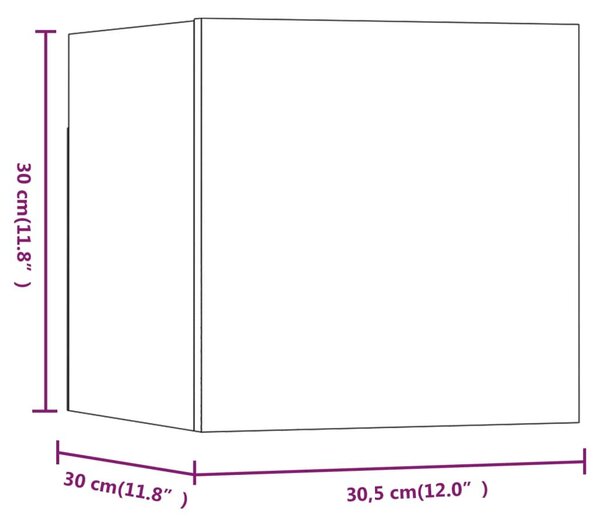 Έπιπλα Τηλεόρασης Επιτοίχια 8 τεμ. Καφέ δρυς 30,5x30x30 εκ. - Καφέ