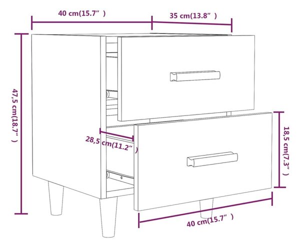 Κομοδίνο Γκρι Σκυροδέματος 40 x 35 x 47,5 εκ. - Γκρι