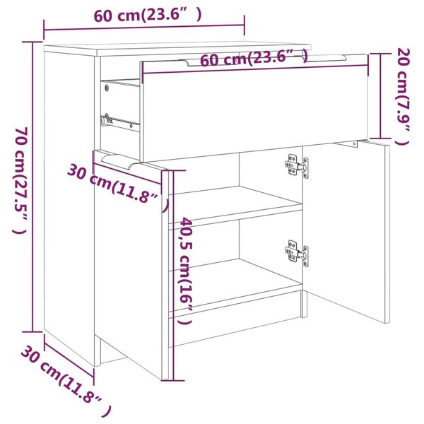 Ντουλάπι Καπνιστή Δρυς 60 x 30 x 70 εκ. από Επεξεργασμένο Ξύλο - Καφέ